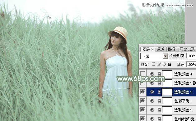 Photoshop調出蘆葦叢中女孩冷色效果,PS教程,思緣教程網