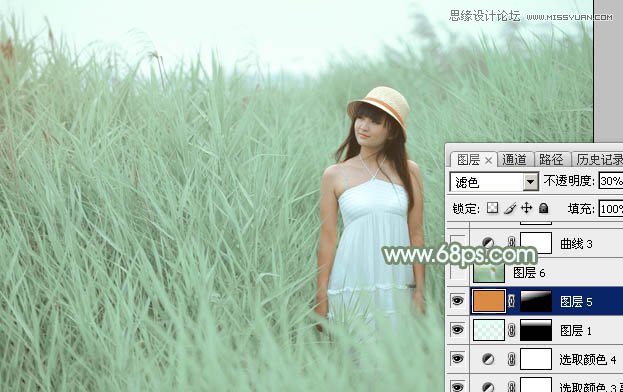 Photoshop調出蘆葦叢中女孩冷色效果,PS教程,思緣教程網