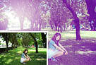 Photoshop給公園草木中的人物調出淡美的黃紫色 三聯