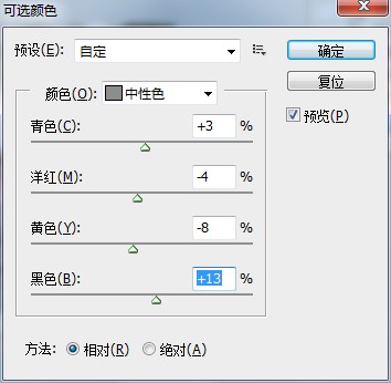 圖像調整可選顏色參數設置