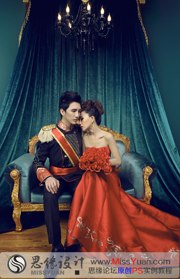 Photoshop調出室內婚紗照高貴典雅的膚色 三聯