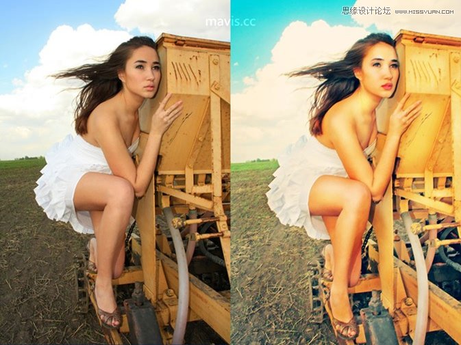 Photoshop調出歐美美女復古黃色調,三聯