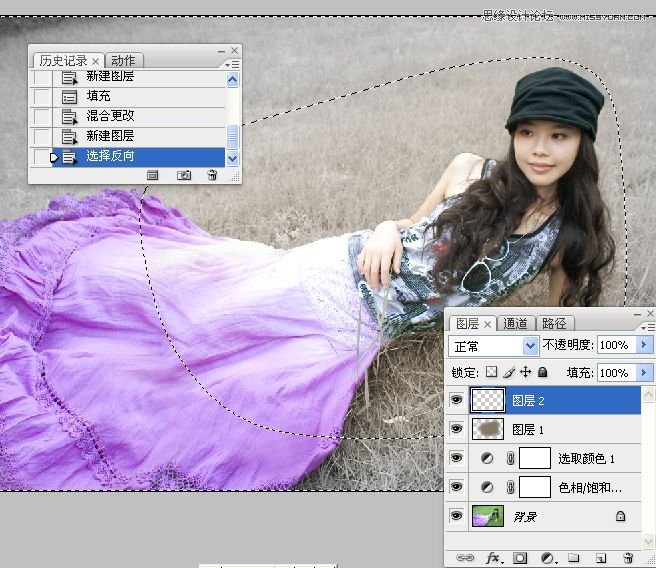 Photoshop調出草地上的美女LOMO暗角效果 三聯