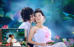 PhotoShop調出情侶婚紗照片夢幻清新效果教程 三聯教程