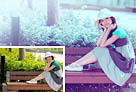 Photoshop給公園美女照片加上淡調青紫色教程 三聯教程