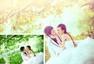 Photoshop給池塘邊的情侶婚紗照加上唯美的淡黃色 三聯教程