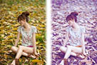 Photoshop給草地上的美女照片增加淡調藍紫色教程 三聯教程