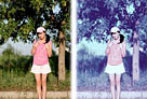 Photoshop給外景美女照片加上流行的韓系粉藍色教程 三聯教程