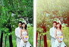 Photoshop打造甜美的青黃色樹林婚片 三聯教程