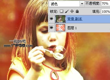 photoshop將吹泡泡的女孩圖片制作出復古效果