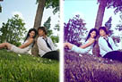 Photoshop給外景情侶照片打造浪漫的橙紫色 三聯