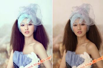 PhotoShop為人像照片調出清爽的藍色調教程 三聯