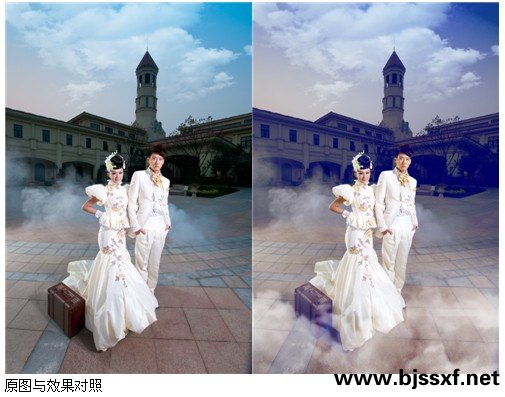 PhotoShop CS5簡單調出懷舊中國風藍色煙霧效果 三聯