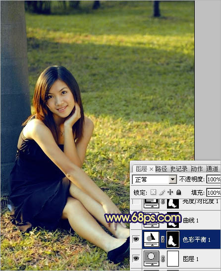 Photoshop調出草地美女圖片柔美的淡黃色 數碼教程