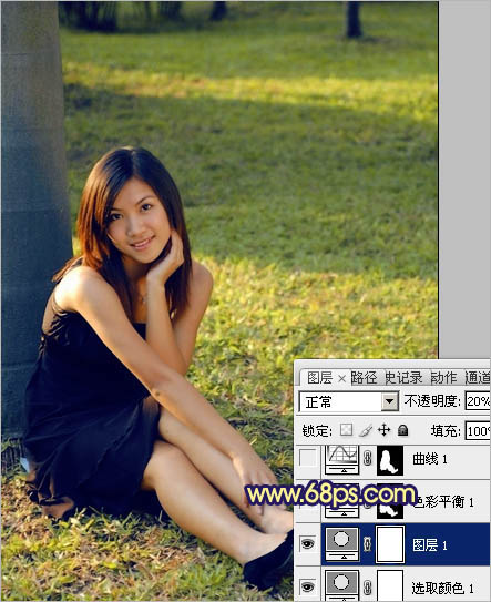 Photoshop調出草地美女圖片柔美的淡黃色 數碼教程