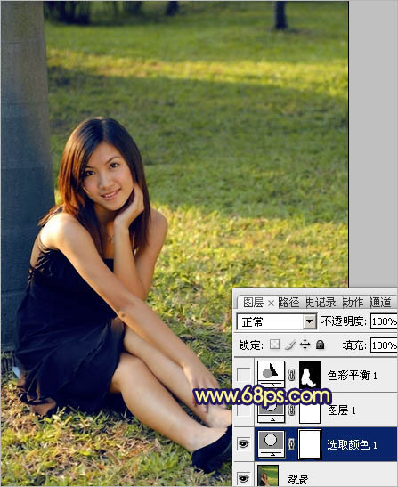 Photoshop調出草地美女圖片柔美的淡黃色 數碼教程