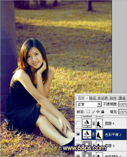 Photoshop調出草地美女圖片柔美的淡黃色 數碼教程