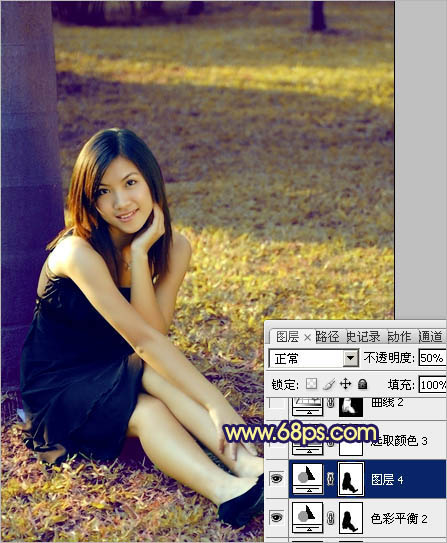 Photoshop調出草地美女圖片柔美的淡黃色 數碼教程