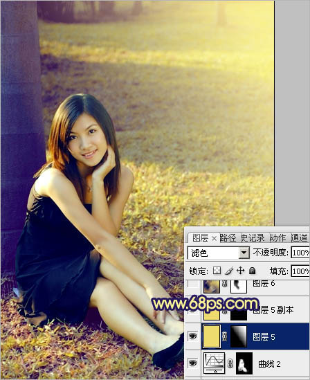 Photoshop調出草地美女圖片柔美的淡黃色 數碼教程