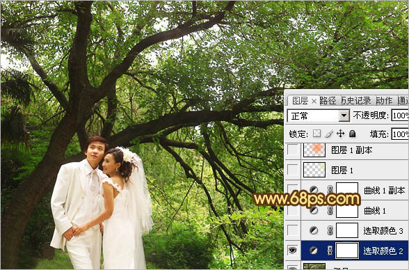 Photoshop調出樹林婚片溫馨的橙褐色 數碼後期教程