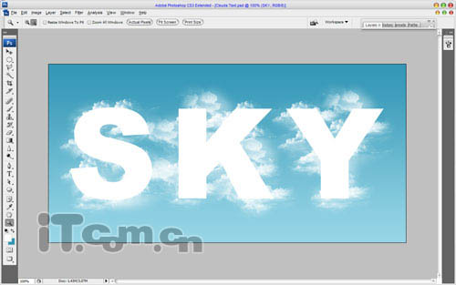 PS打造天空中的雲彩文字效果