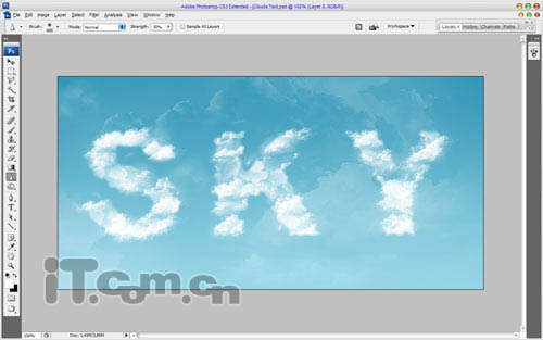 PS打造天空中的雲彩文字效果