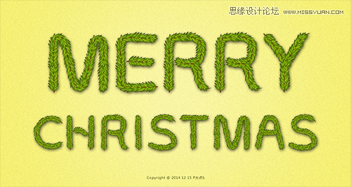 Photoshop打造時尚漂亮的樹枝聖誕快樂藝術字教程  三聯