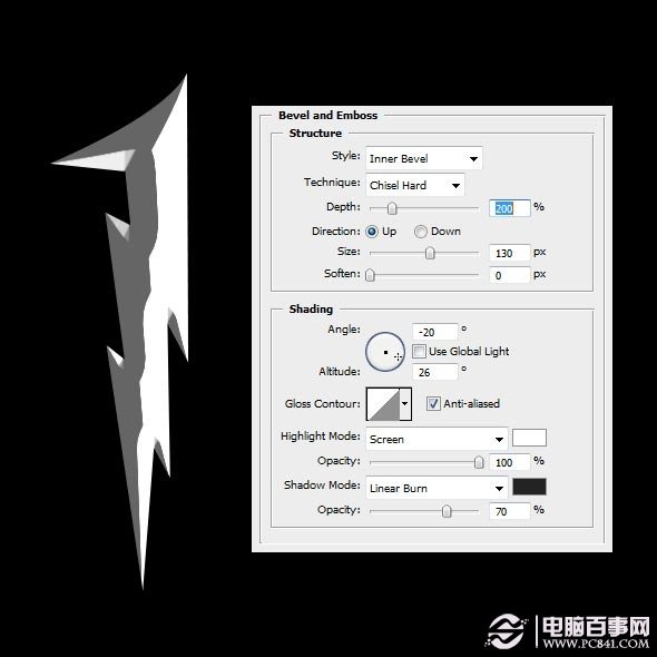 PS制作銹鐵金屬特效字體 電腦百事網