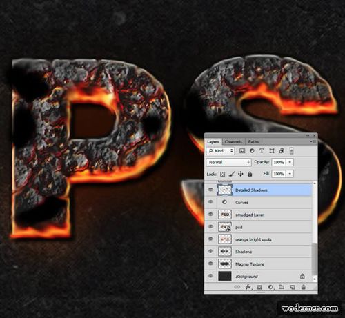 PS教程：Photoshop制作爆裂熔巖文字特效