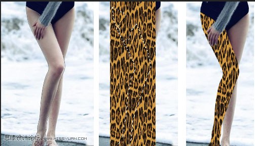 Photoshop給海邊美女腿部添加豹紋圖案教程