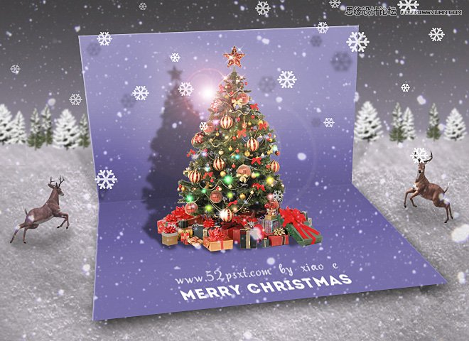 Photoshop設計時尚漂亮的聖誕節賀卡 三聯