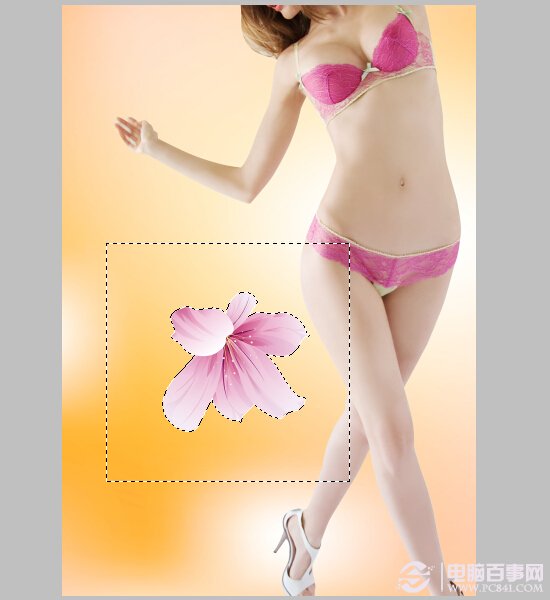 Photoshop給美女穿上花瓣衣服 電腦百事網