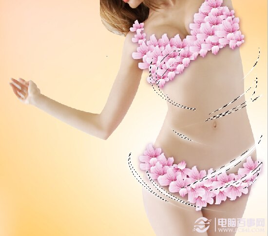 Photoshop給美女穿上花瓣衣服 電腦百事網