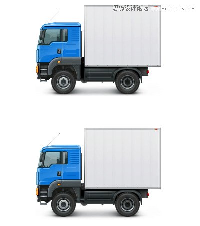 Photoshop繪制矢量風格的小貨車圖標 三聯