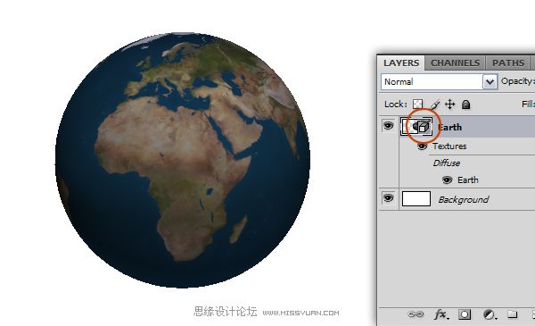 Photoshop3D圖層來制作一個真實的地球,PS教程,思緣教程網