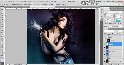 Photoshop設計絢麗光效裝飾的美女海報,PS教程,思緣教程網