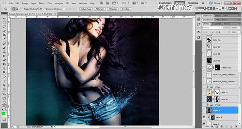 Photoshop設計絢麗光效裝飾的美女海報,PS教程,思緣教程網