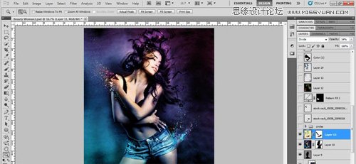 Photoshop設計絢麗光效裝飾的美女海報,PS教程,思緣教程網
