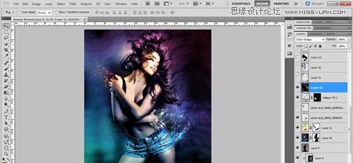 Photoshop設計絢麗光效裝飾的美女海報,PS教程,思緣教程網