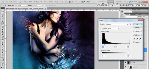 Photoshop設計絢麗光效裝飾的美女海報,PS教程,思緣教程網