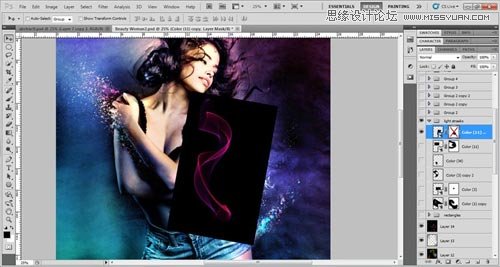 Photoshop設計絢麗光效裝飾的美女海報,PS教程,思緣教程網
