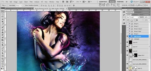 Photoshop設計絢麗光效裝飾的美女海報,PS教程,思緣教程網