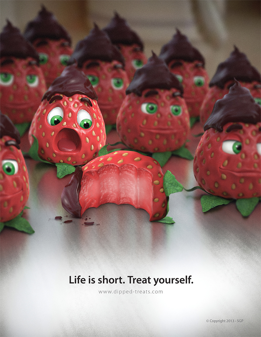 PS另類創意草莓甜點3D平面廣告設計制作教程(二)  三聯