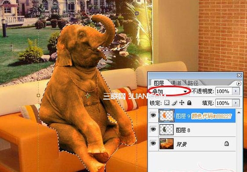 Photoshop搞怪教程：大象坐在沙發上 