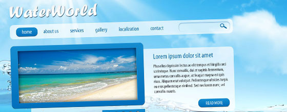 PS設計制作清爽的藍色海洋風格網頁模板教程 三聯