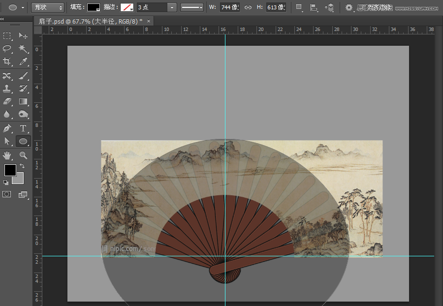 Photoshop繪制逼真的香木折扇效果圖,PS教程,素材中國