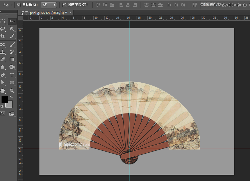 Photoshop繪制逼真的香木折扇效果圖,PS教程,素材中國