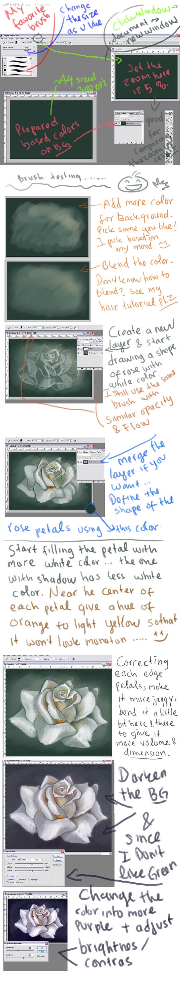Photoshop繪制白玫瑰插畫教程,PS教程,思緣教程網