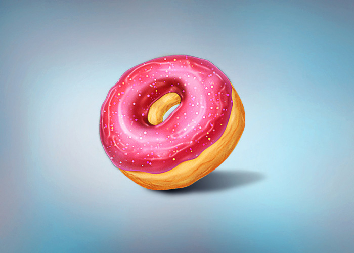 Photoshop繪制草莓口味甜甜圈  三聯