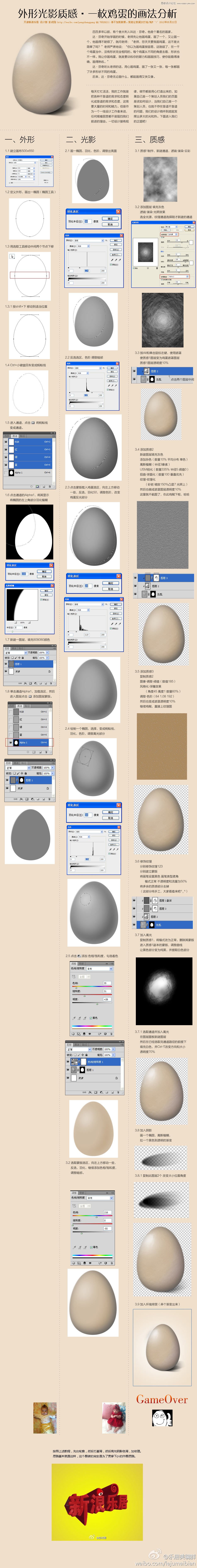 Photoshop通過雞蛋畫法解析外形光影質感 三聯